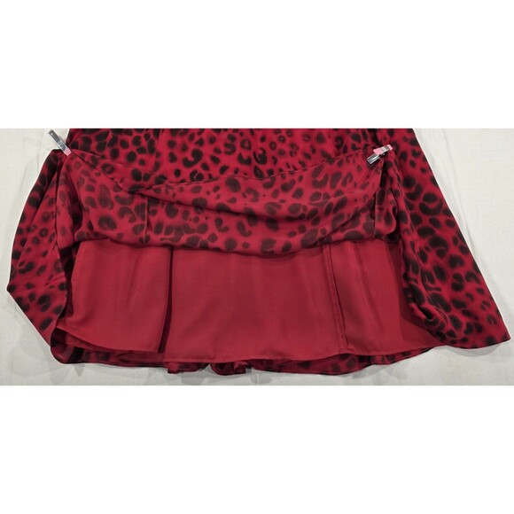 Katherine Kelly Maxi Skirt Set Silk Long Sleeve Blouse Leopard Red Womens 8/10 - Picture 11 of 16